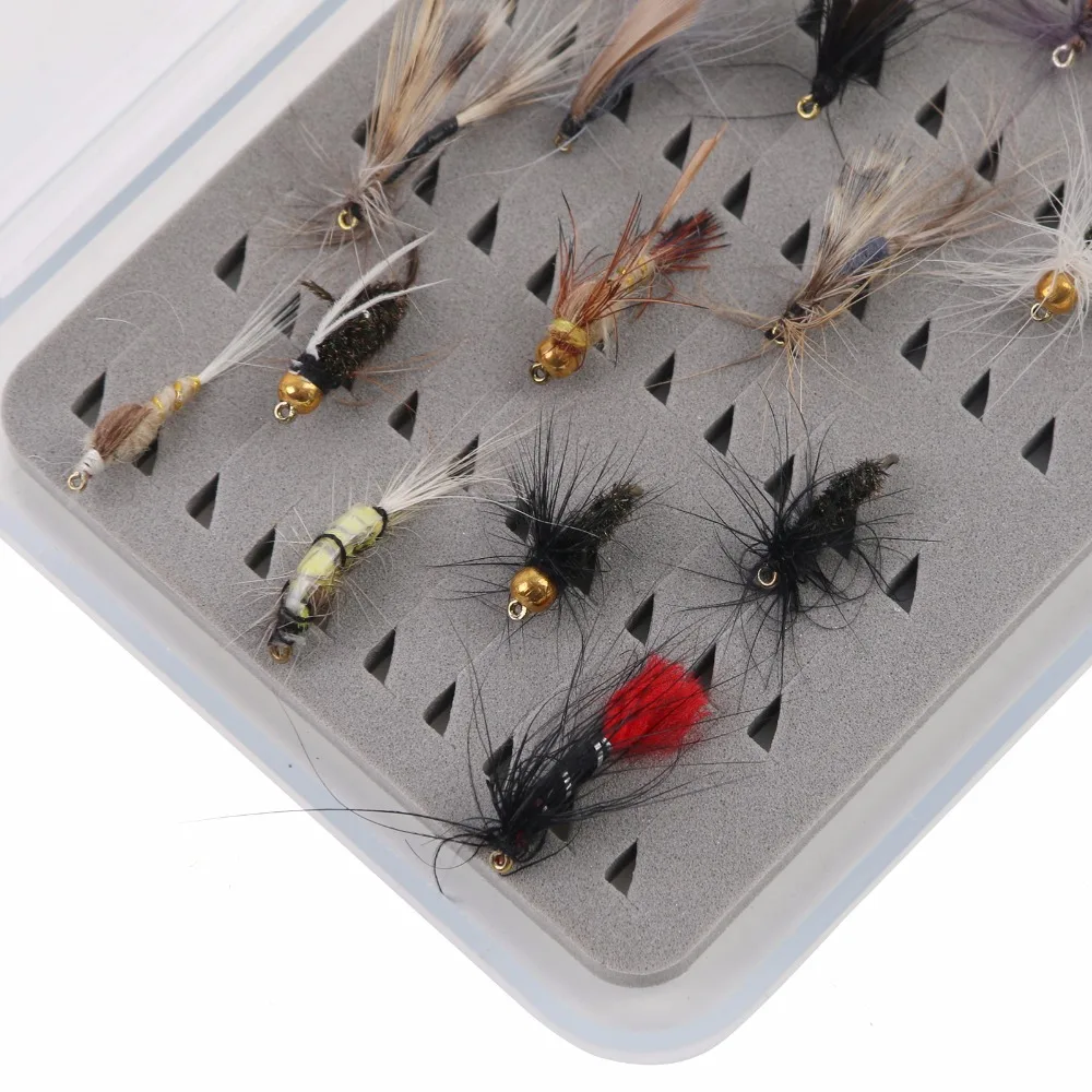 Maximumcatch 2Pcs Transparent Waterproof Fly Fishing Boxes Small Size Flies Hook Holders Slim Plastic Fly Box