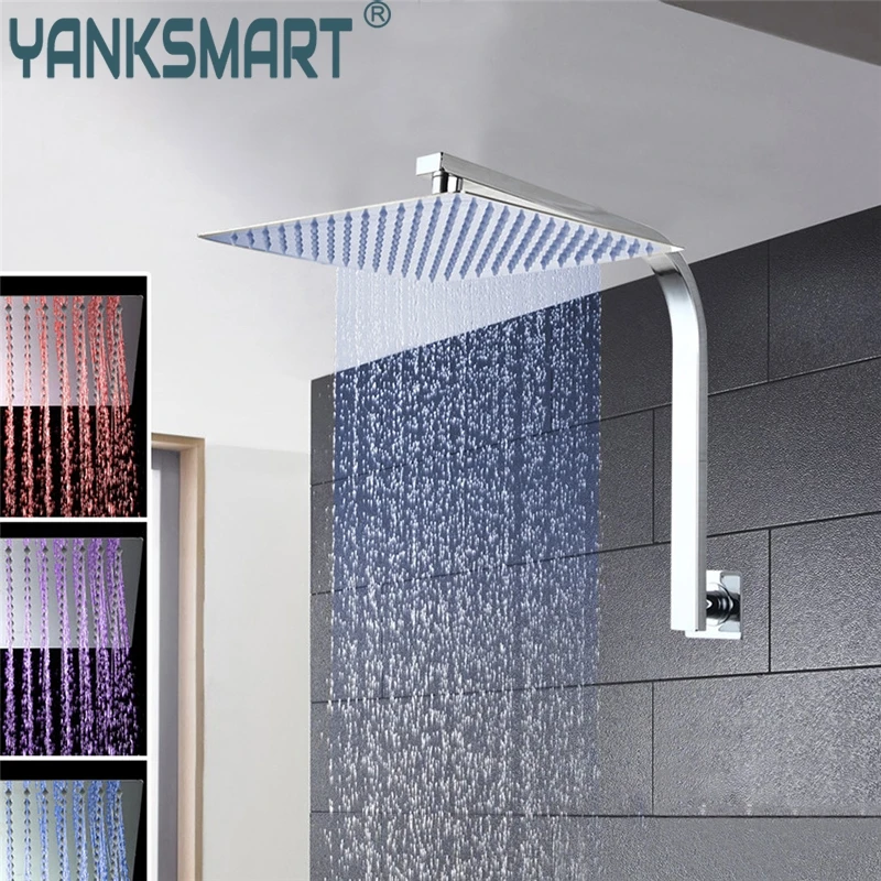 YANKSMART Shower 3 Colors LED Luxury Square Rain 8