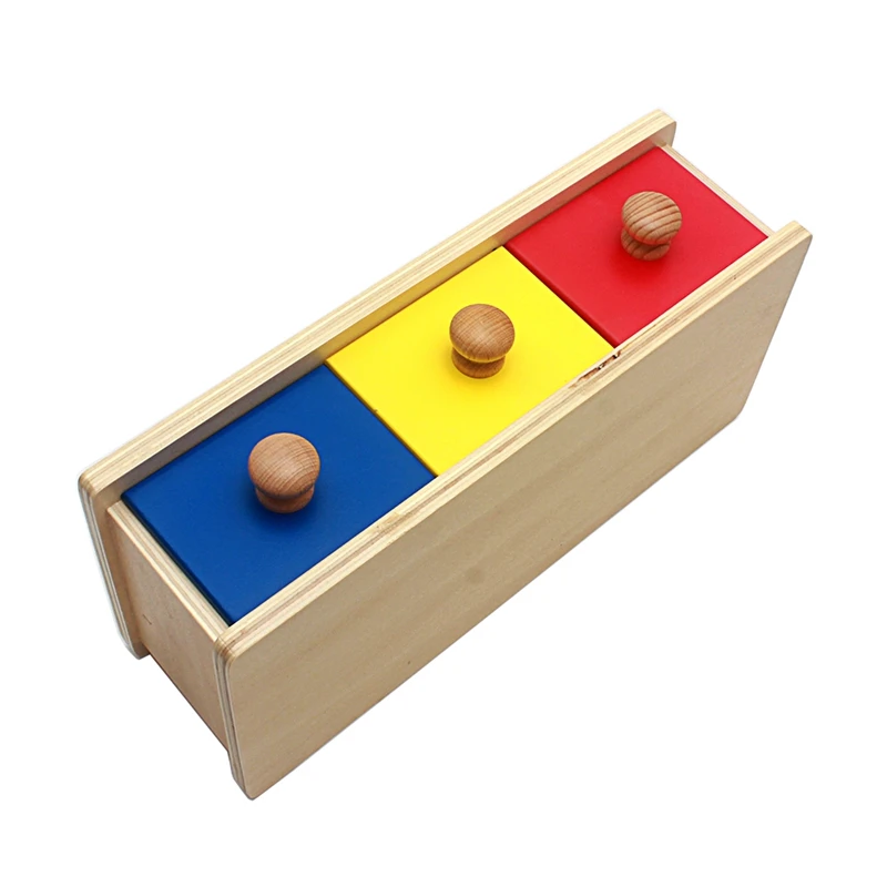 Toddlers Montessori Materials Wooden Three Colors Drawer Box with Balls Educational Preschool Training Infant Brinquedos Juguets