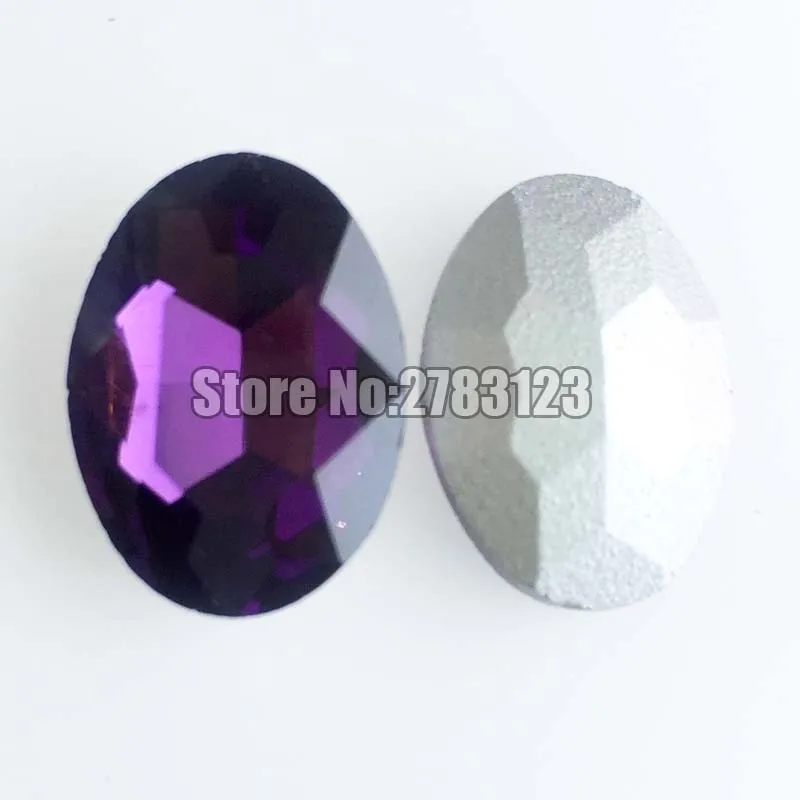 Factory sales AAA Glass Crystal deep purple oval shape pointback rhinestones,diy/nail art/Clothing accessories SWOP016