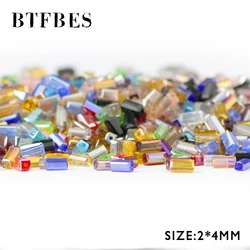 BTFBES Austrian Rectangle Crystal Beads 2*4mm 99pcs Square Glass Loose Bead for Jewelry Bracelet Necklace Making DIY Accessories