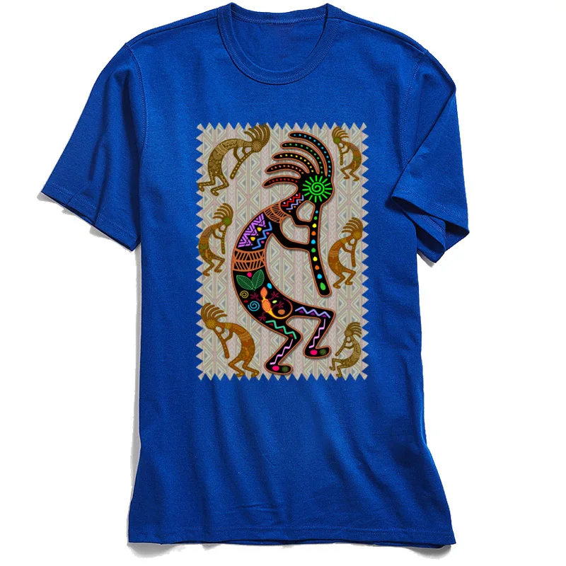 Men\'s T Shirts Kokopelli Rainbow Colors T-shirt Grey Tribal Pattern Male Tshirt Europe Tee-Shirt Father Day Gift Cotton Clothes