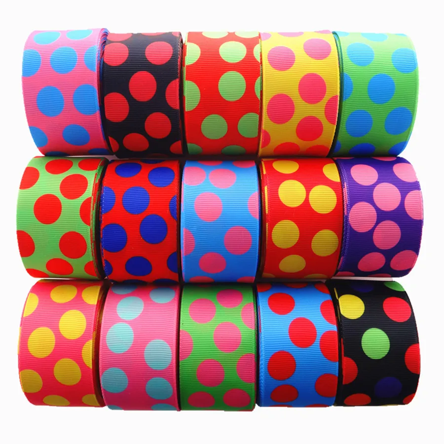 1,5" 38 mm 10 Yards Grossegrainbänder mit Polka-Dot-Muster, DIY-Material für handgemachte Haarschleifen, MD19012601 – Detail 1
