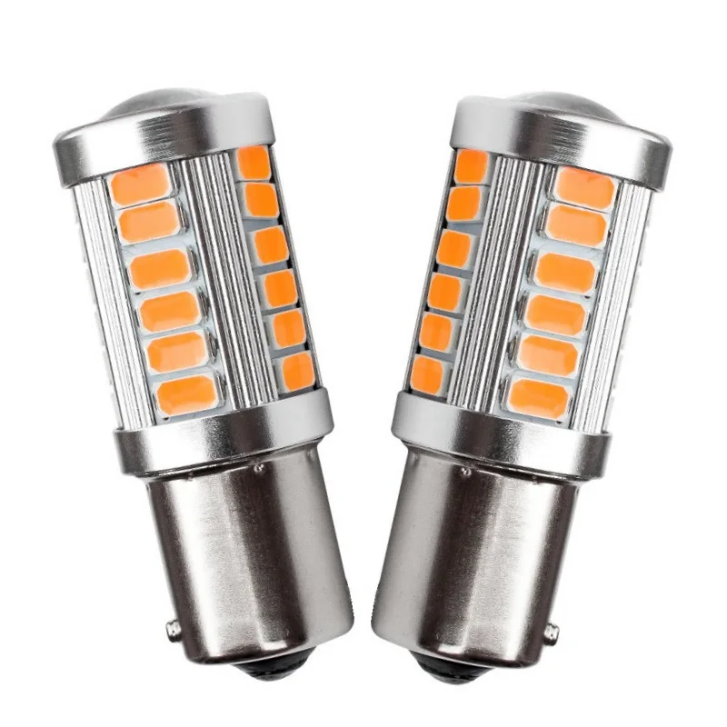 2PCS 1156PY 7507 PY21W BAU15S 33 SMD 5630 5730 LED Car Rear Direction Indicator Lamp Auto Front Turn Signals Light Amber Yellow