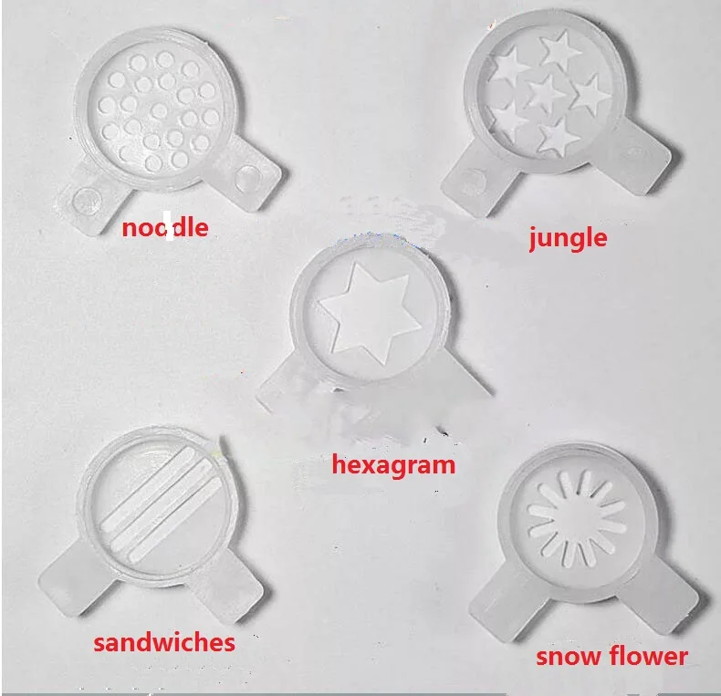 Ice Cream Maker Parts 5 in 1 Plastic Nozzle kit snow flower jungle noodle hexagram sndwiches