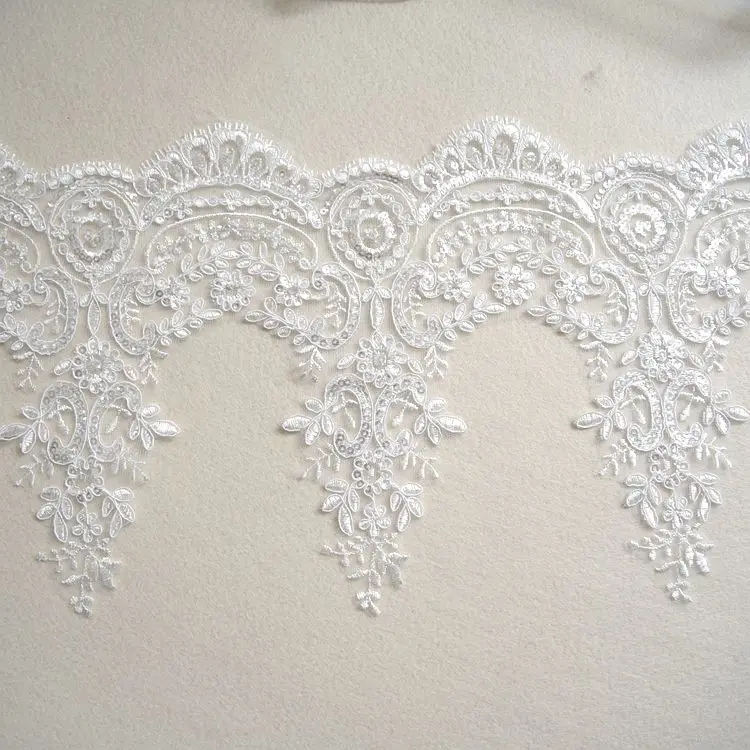 3 Yards/Lot 14 Farben Auto Knochen Stickerei Stoff Pailletten Spitze Trim Für Handgemachte DIY Kleidung Hochzeit Kleid Schleier 24CM Zubehör – Detail 7