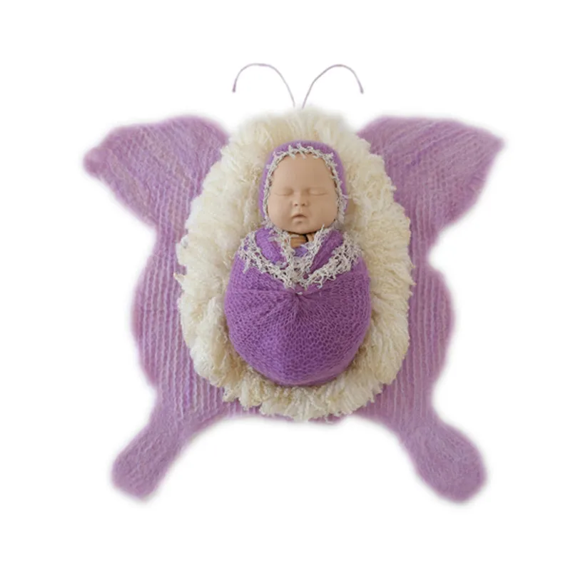 

Butterfly Pattern backgroun Newborn Wool felted blanket Baby Photography Fluffy layer props Newborn soft Merion blanket backdrop