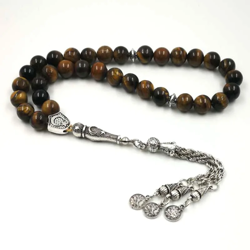 Man's Tabish Big Size 8mm 10mm 12mm 14mm Tiger eyes Natural stone misbaha Tiger eyes prayer beads 33 66 99beads stone Rosary