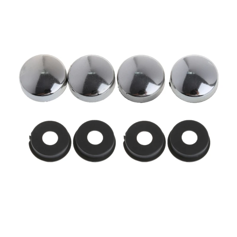 New 8 Pcs ABS Chrome License Plate Frame Screw Nut Caps+Bolt Cover Set For Car Truck