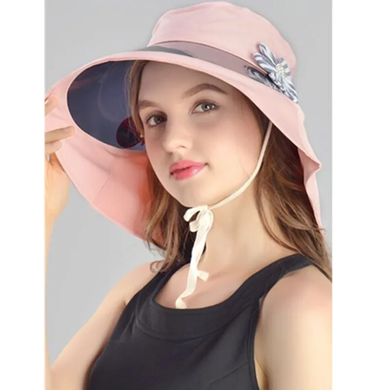

New Arrival Summer Sun Hat Female UV Outdoor Sun Cap All-match Wide Brim Sun Screen Cap Riding Along Korean Leisure Hat B-7584