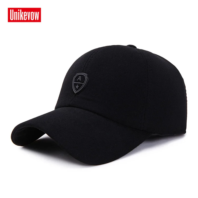 UNIKEVOW New arrivel Corduroy Sport winter baseball caps with ears Casual winter hat  warm caps for men golf hat for men & women