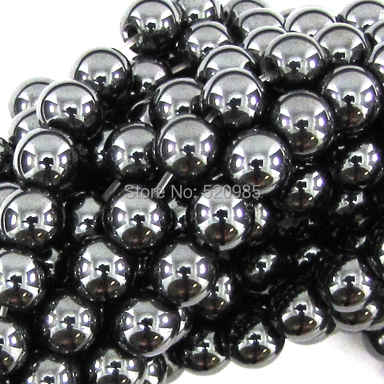 Natural Stone Black/Gold/Rainbow/Silver Plated Hematite round Beads 4 6 8 10 MM 16\