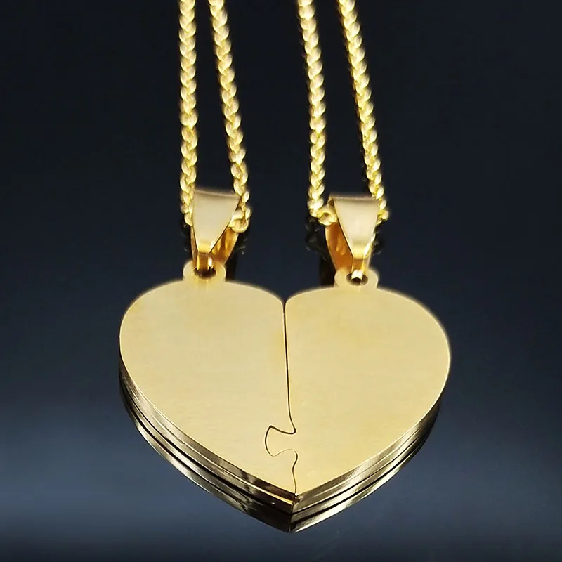 Fashion Stainless Steel Necklace for Women Men Gift Gold Color Heart Choker Necklaces Jewellery Valentine\'s Day Gift N756S01