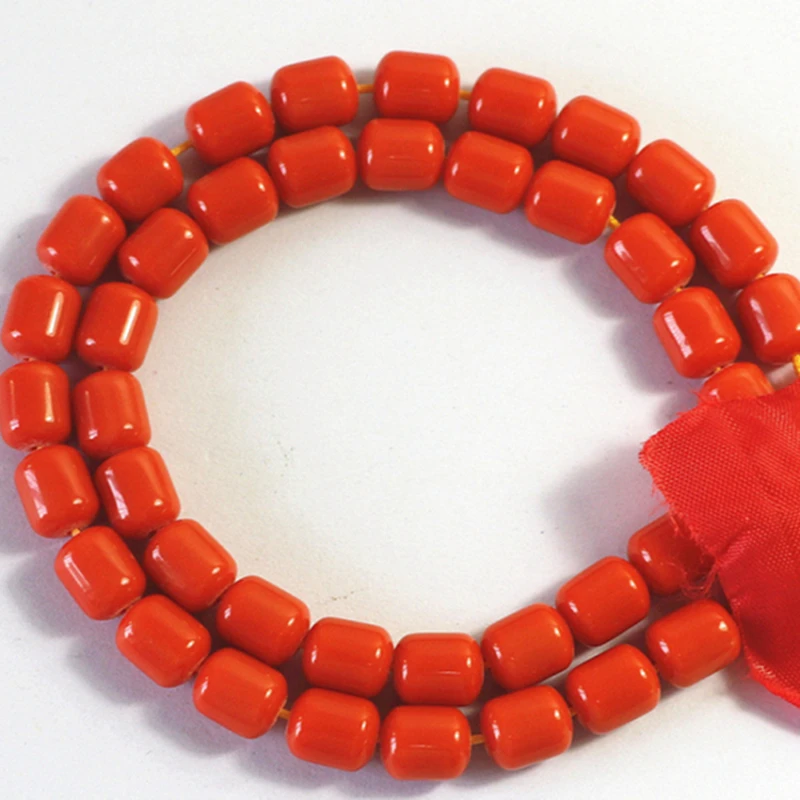 Orange red resin beeswax fashion 8*9mm 9*11mm 10*13mm barrel rice fit diy necklace bracelet loose beads jewels making 15inch B69