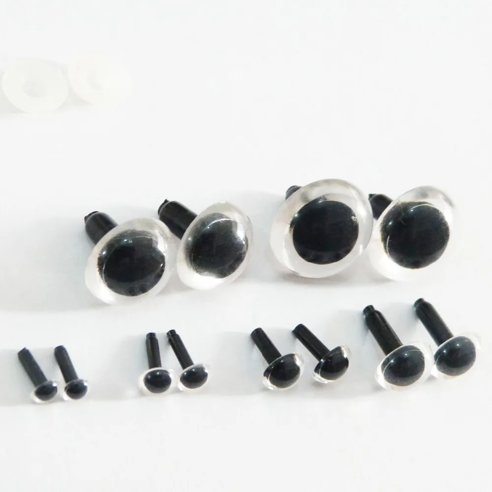 100pcs/lot 4.5/6/7.5/9/10.5/12/13.5/15/16.5/18mm Smooth stem clear toy eyes without washer for diy doll findings--size option