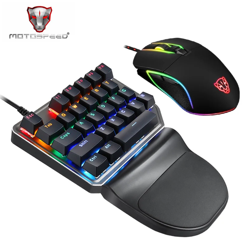 

Motospeed K27 V30 Single Hand Mechanical Computer PC PUBG Gaming Keyboard 27 key Wired USB 9 LED Backlit Model Russian sticker