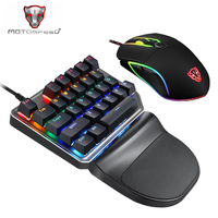 Motospeed K27 V30  Single Hand Mechanical Computer PC PUBG Gaming Keyboard 27 key Wired USB 9 LED Backlit Model Russian sticker