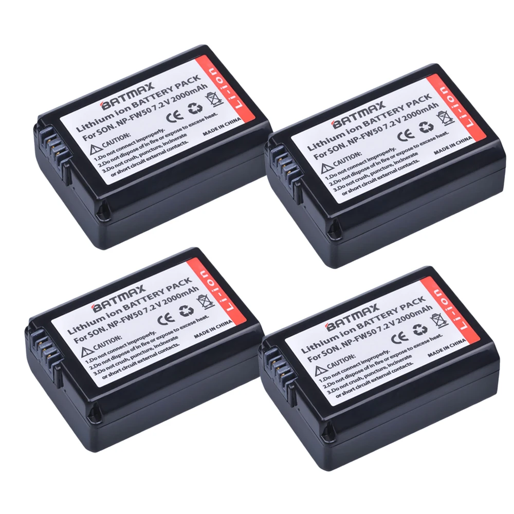 4X 2000mAh NP-FW50 NP FW50 FW50 Battery + LCD USB Dual Charger for Sony A6000 5100 a3000 a35 A55 a7s II alpha 55 alpha 7 A72 A7R