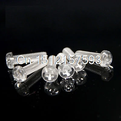 Free Ship 500pcs M3 Acrylic Round Phillips head screws Transparent L4-30mm