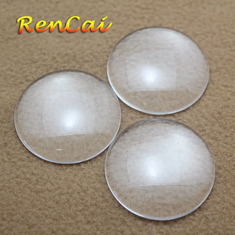 500pcs 25/30/33/35/38/40/45/50/60mm Round Flat Back Transparent Clear Glass Cabochon For DIY Charm Jewelry Making