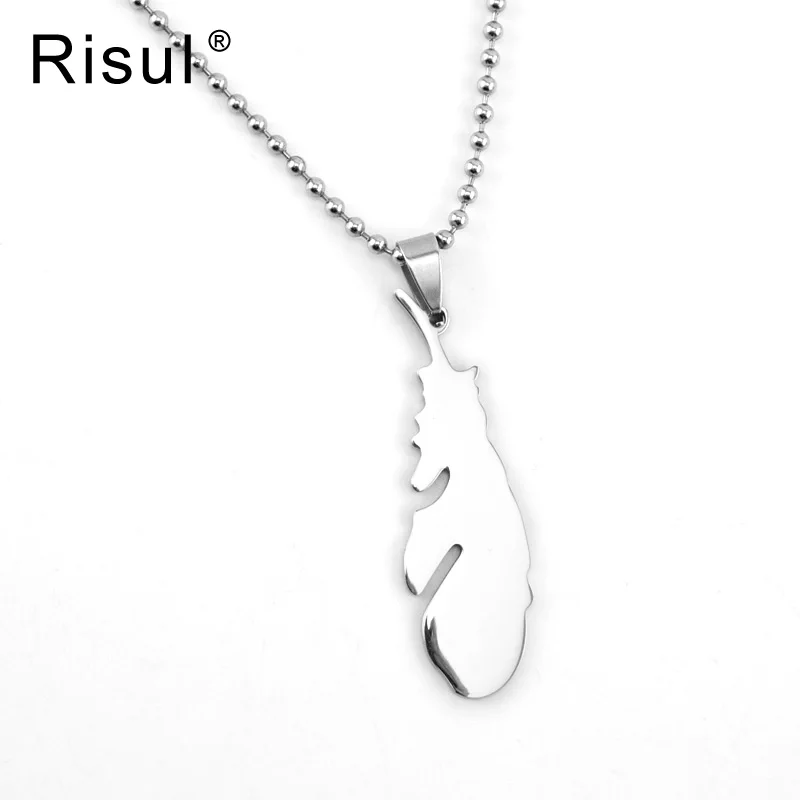 risul jewelry lucky feather charms mirror both faces polish diy Pendant stainless steel Pendants for women wholesale 50pcs