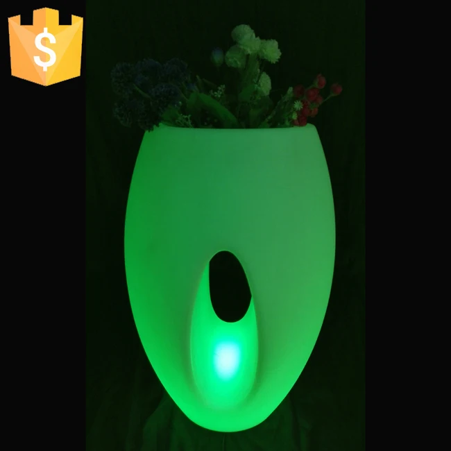 LED Flower pots light up led planter pot decoration indoor colorful plastic led light flowerpots Free shipping 1pc