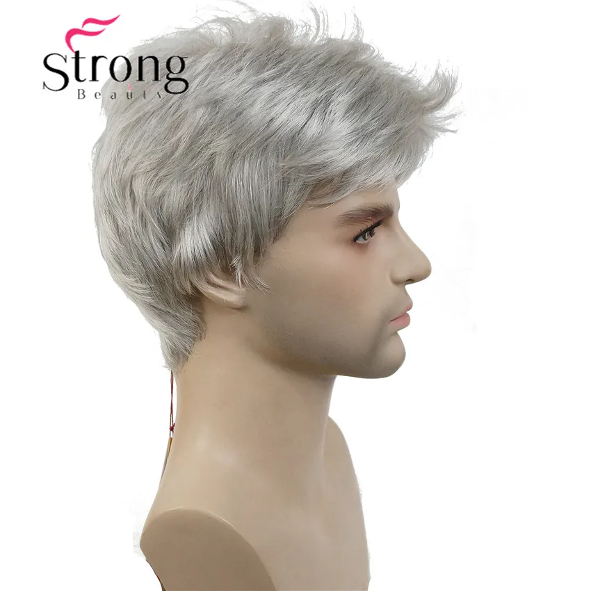 StrongBeauty Short Silver gray Wig Mens Short Synthetic Hair Wigs COLOUR CHOICES