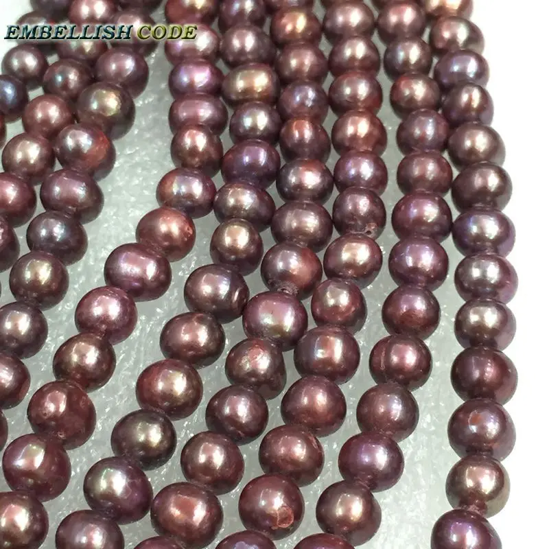 DIY low quality low price wine dark red real pearl beads 5-6mm nearroud shape Strand (about 72pcs/lot) natural Freshwater pearls