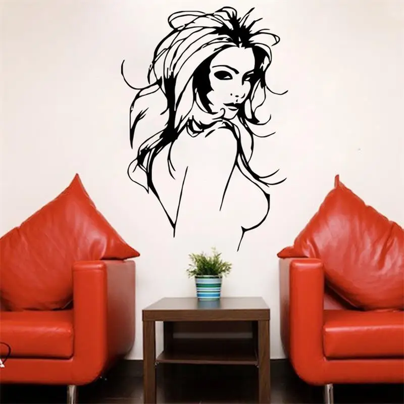 

SEXY NAKED WOMEN Salon Hair Beauty Wall Art Stickers Decal Home Decoration Wall Mural Removable Room Wallpaper