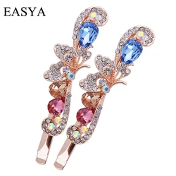 EASYA One Pair Women Girls Sparkling Hairpin Hairwear Crystal Rhinestone Butterfly Hair Clips Headwear Hair Accessories Jewelry