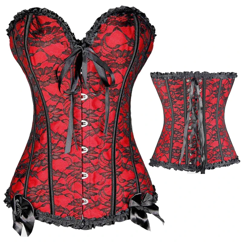 X Sexy Women steampunk clothing gothic Plus Size Corsets Lace Up boned Overbust Bustier Waist Cincher Body shaper corselet S-6XL