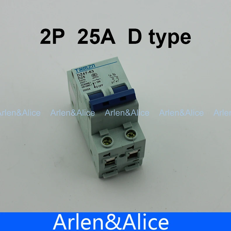 2P 25A D type 240V/415V 50HZ/60HZ Circuit breaker MCB safety breaker