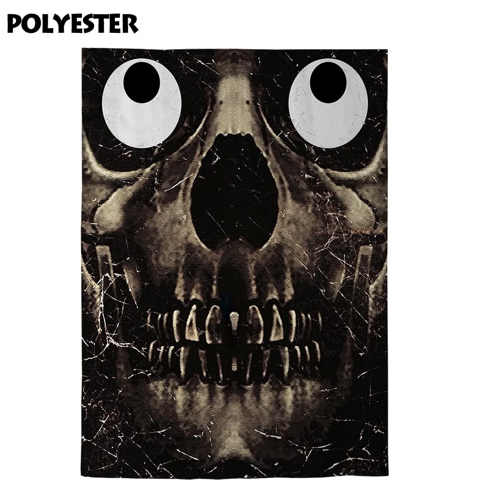 Allenjoy พื้นหลังภาพประตู Dark Skull Funny Expression ฮาโลวีนน่ารักตาพื้นผิวกระดาษเก่า Spiderweb ภาพฉากหลัง