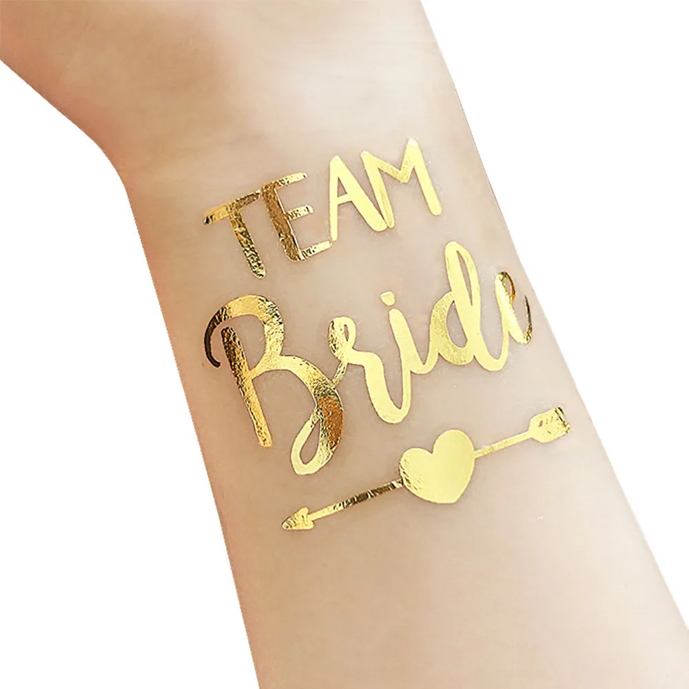 10pcs Bachelorette Hen camping Party team Bride Bridesmaid tribe temporary tattoo wedding one-time Golden Stickers bride to be