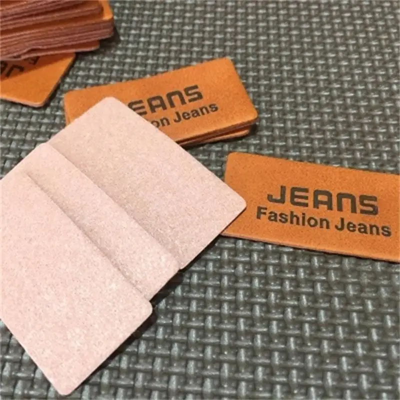 100pcs Jeans leather labels in stock/PU/card TAGS Universal jeans leather patch labels good quality leather label for clothes