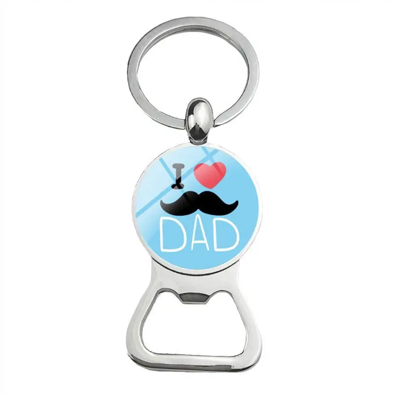Super Papa Papa Bier Flaschenöffner Schlüsselanhänger versilbert Glas Cabochon Schlüsselanhänger Schmuck Liebesgeschenke für Vater – Detail 3