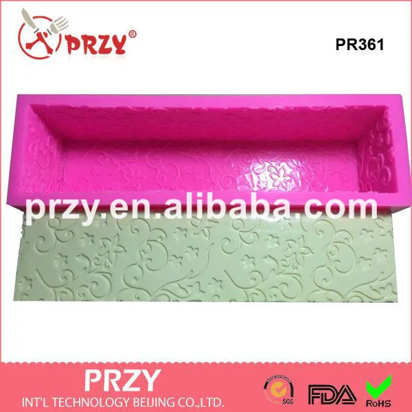 all sides with flower loaf silicone mold Best sell  Long Rectangular Silicone Soap Loaf Molds PR361