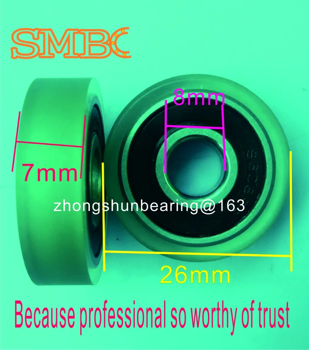 PU Rivestimento ruota Cuscinetto ATM Gomma ruota Press Stampante carta rotondo 3D S608 RS acciaio inox dimensioni del cuscinetto: 8*26*7