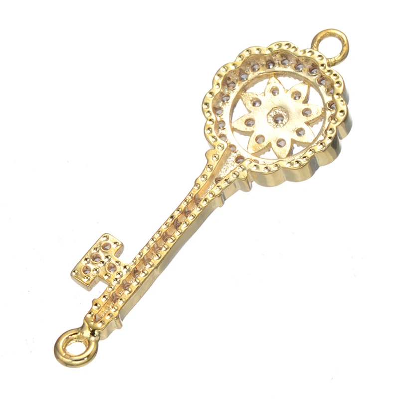 5 pieces Copper Jewelry Micro Pave Zircon Key Connector For Bracelets Fashion Diy Craft Copper Charms Bijoux Berloques