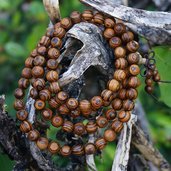 8mm * 108  Natural Sandalwood Beads Spiral Lines / Tiger Skin / Loose Beads Japa Mala Prayer Bracelet Necklace DIY Accessories