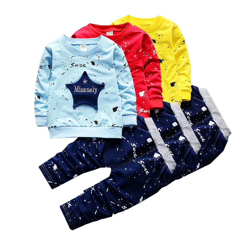 Clothing set five-pointed star applique boys girls Spring Autumn sweater jacket + pants 1-4year fashion Quality children clothes