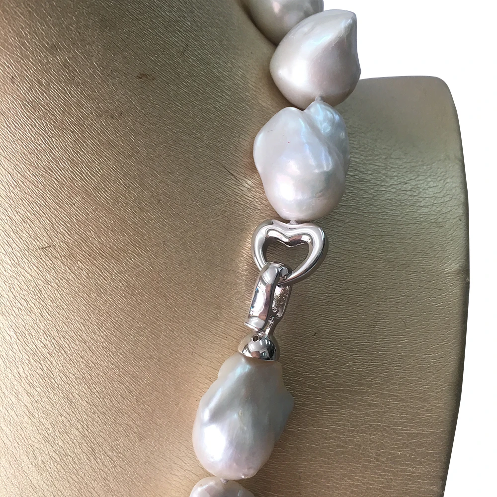 100% NATURE FRESHWATER BIG Baroque PEARL NECKLACE-50 cm-80 cm,HIGH quality 16-24 mm nature white white pearl,925 SILVER CLASP