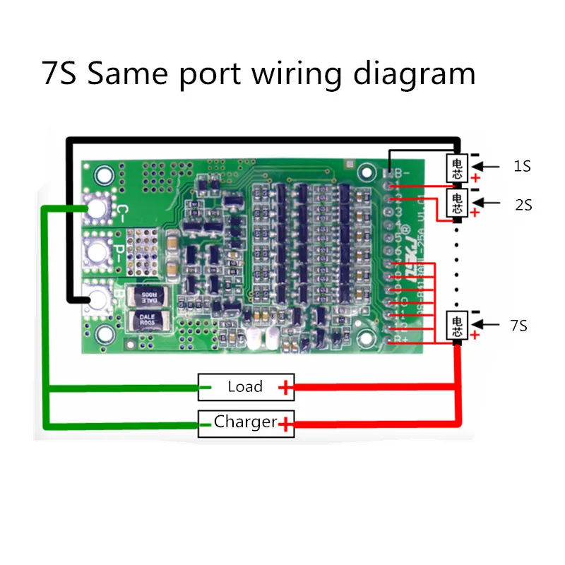6S/7S/13S 24V 36V 48V Polymer Lithium/Ternary Lithium/ Iron Phosphate/LiFePo4 Battery Protection Board 25A Same Port BMS Board - view 3