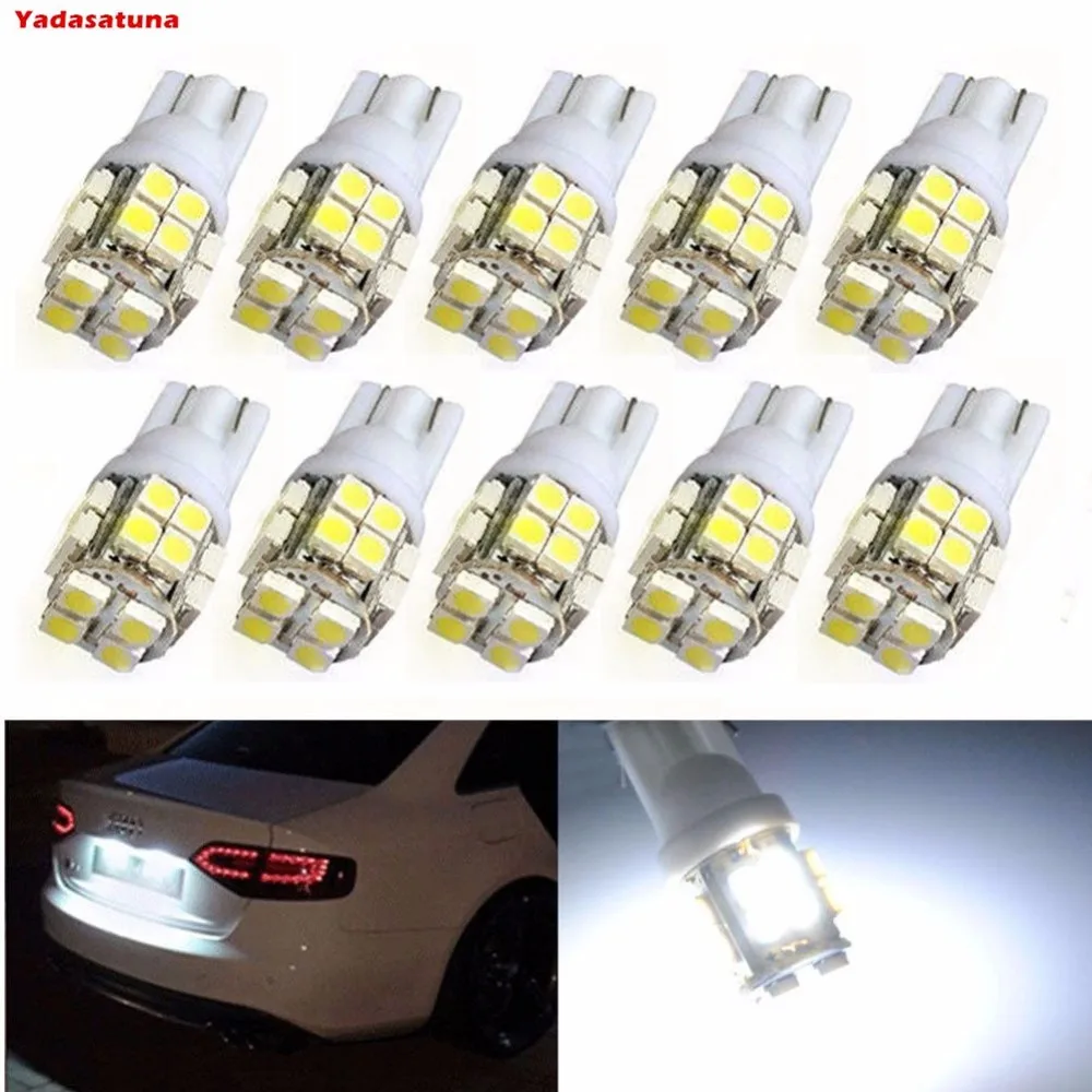 

10pcs White T10 Wedge 20-SMD LED Light bulbs W5W 2825 158 192 168 194 for Car Boot Trunk Map Light Number Plate License Light