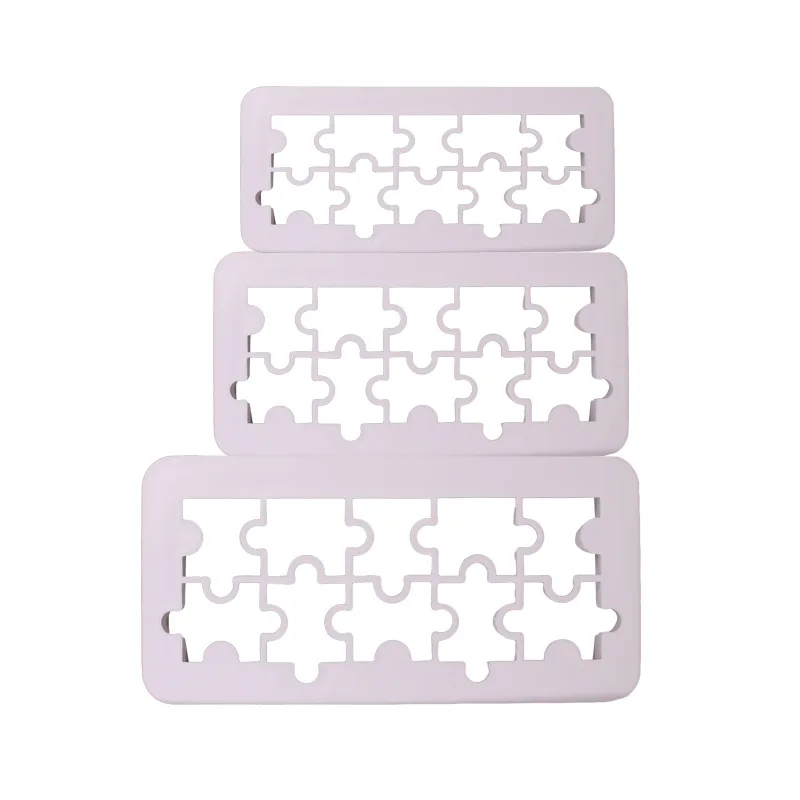 Aomily 3pcs/set Jigsaw Puzzle Mold Cake Cutter Sugar Craft Tiara Fondant Icing Cutting Cake Cookies Tool for Decoration Baking