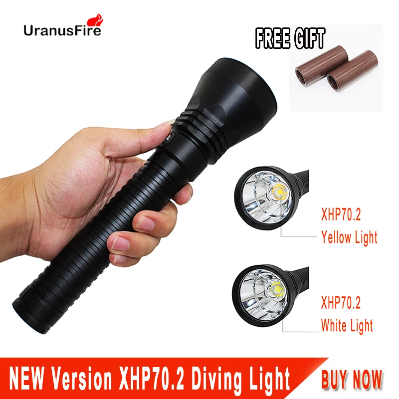 XHP70 Diving Flashlight 4000LM Underwater Torch Ultra Fire  XHP70.2 LED Waterproof Lamp Light 26650 for diving fishing