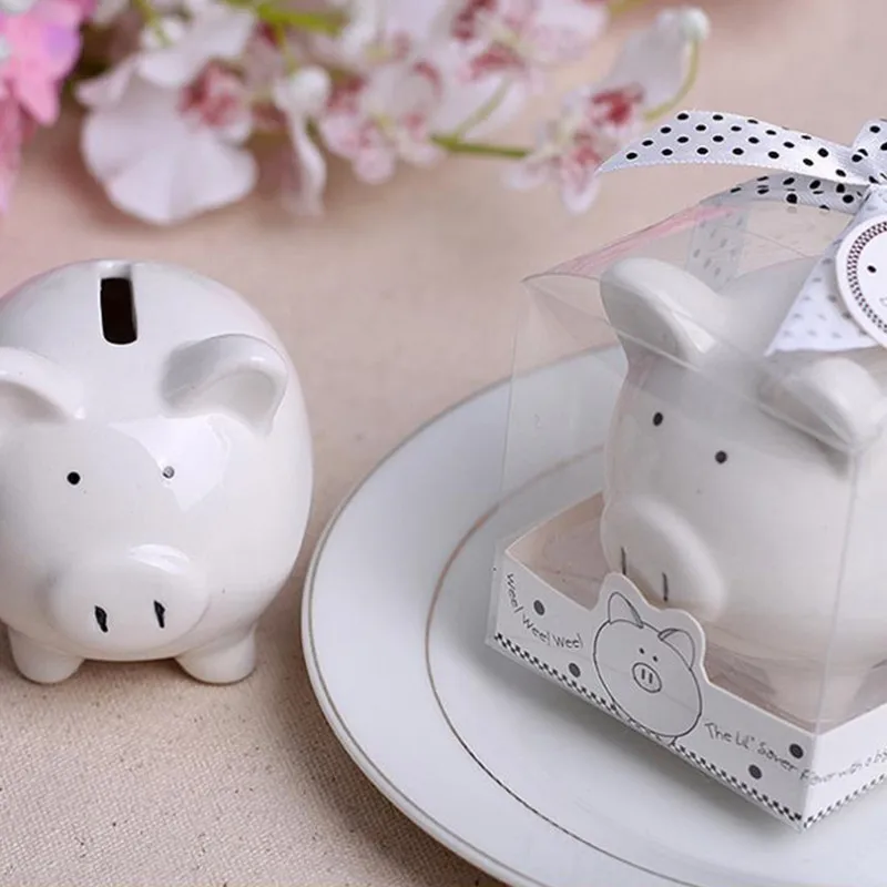 Ceramic mini creative piggy bank coin box gift box polka dot baby shower beneficial 10pcs