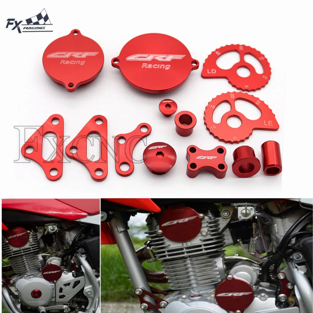 Red Kit For Honda CRF 230 CRF230 Engine Mount Support Magneto Starter Oil Cover Wheel Spacer Suspension Lowering Chain Adjuster