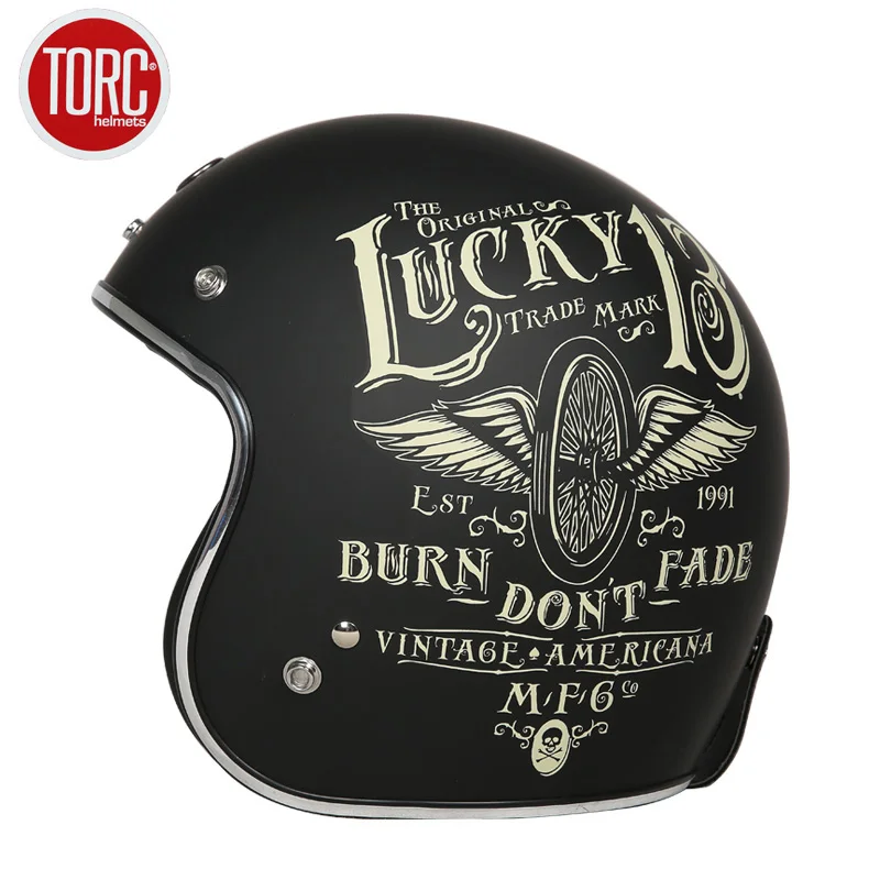 TORC Motorcycle Helmet Retro JET Motorbike Racing Helmet Motocross Open Face Helmets Vintage Capacete Casco Moto DOT Approved