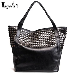 Women Black Leather Casual Tote Ladies Single Shoulder Large Capacity Ruched Handbags Crossbody Bags Soft Fashion Totes Women